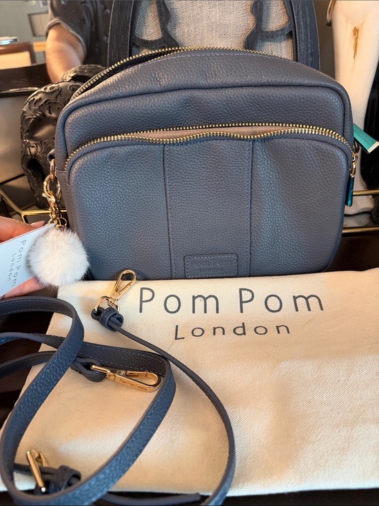 Pom Pom London Handbags - Pom Pom Slate Blue Leather Crossbody Bag with wallet Original Plus